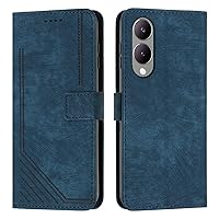 Cell Phone Flip Case Compatible with Vivo Y17s Wrist Strap Phone Case Wallet Flip Phone Case Card Slot Holder Flip Cover Phone Case Compatible with Vivo Y17s (Color : Blue)
