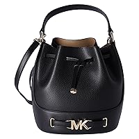 Michael Kors Reed Medium Belt Bucket Crossbody Handbag Black Leather