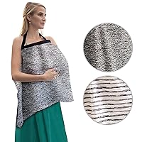 Bebe au Lait Zip & Switch Nursing Cover- Premium Cotton Breastfeeding Cover for Mom, Privacy Nursing Cover for Breastfeeding,Breathable Nursing Cover Up, One Size Fits All -Grey & Stripes (Pack of 2)