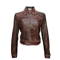 Women's Dark Brown Distressed Leather Jacket Real Lambskin vintage Stylish Jacket