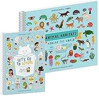 Animal Habitats Sticker + Coloring Book (500+ Stickers & 12 Scenes) by Cupkin - Let’s Go to School Activity Book by Cupkin: Side by Side Sticker Books