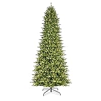 Puleo International 9 Foot Pre-Lit Slim Fraser Fir Artificial Christmas Tree with 800 UL Listed Clear Lights, Green