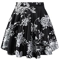 PUKAVT Women's Basic Casual Skirts A-Line Mini Flared Stretchy Skater Party Skirt