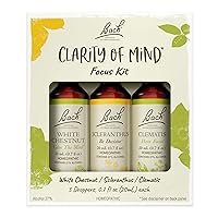 Bach Original Flower Remedies, Clarity of Mind Kit, For Focus and Mindfulness, Natural Homeopathic Flower Essence, Holistic Wellness, Vegan, 3 x 20mL Droppers