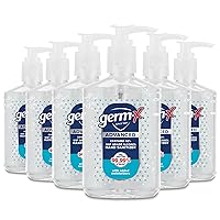 Germ-x Advanced Hand Sanitizer, Non-Drying Moisturizing Clear Gel, Instant and No Rinse Formula, Pump Bottle, 8 Fl Oz (Pack of 6)