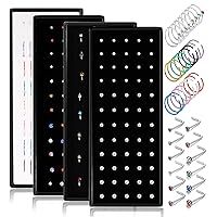 JeryWe 200 Pcs Stainless Steel Nose Ring Studs Set for Women Girls 22G Nose Hoops 8 mm Cartilage Septum Lip Nose L-Shaped Bars Piercing Jewelry 1.5mm 2mm 2.5mm