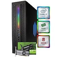 HP Elite RGB Gaming Desktop Computer | Intel Quad Core i7 (4.0GHz Turbo) | GeForce GT 1030 (2GB) GPU | 16GB DDR4 RAM | 500GB Solid State SSD | 5G-WiFi + Bluetooth | Win 10 Gaming PC (Renewed)