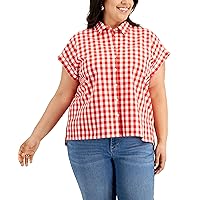 Style & Co. Plus Size Gingham Cotton Camp Shirt