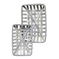 CWI Rectangle Tobacco Basket with Metal Straps - Small and Large Hanging Basket for Wall Storage and Decorations - 2 - Gray