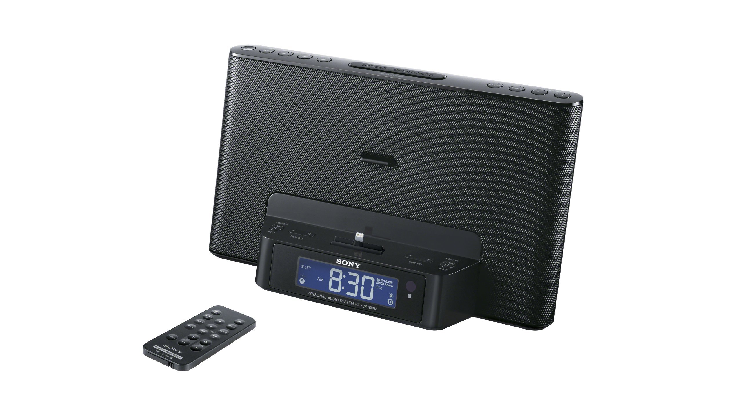 Sony ICFCS15IPN Lightning iPhone/iPod Clock Radio Speaker Dock (Black) (Discontinued by Manufacturer) (Renewed)