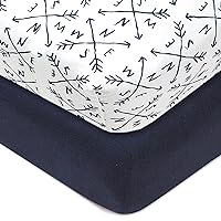 unisex baby 2-Pack Organic Cotton Fitted Crib Sheets Wearable Blanket, Compass, One Size