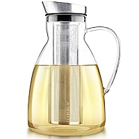 Teabloom Extra-Large Multi-Brew Borosilicate Glass Teapot + Kettle + Pitcher (85 OZ / 2.5 L / 10 CUPS) – Brew and Serve Hot Tea, Iced Tea, Cold Brew Tea and Fruit Infused Water – Solstice Tea Maker