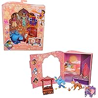 Mattel Disney Princess Jasmine Storybook Set with 6 Key Characters, Small Dolls, Figures and Accessories Inspired by Disney’s Aladdin Movie