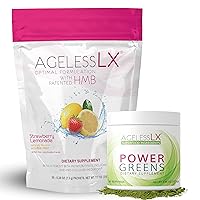 Strawberry Lemonade & Power Greens Powder Supplement Bundle - Anti-Aging and Green Superfoods Supplements