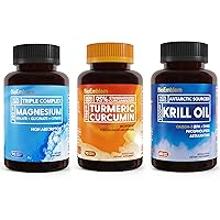 BioEmblem Triple Magnesium Complex, BioEmblem Turmeric Curcumin Supplement and BioPerine and BioEmblem Antarctic Krill Oil Supplement