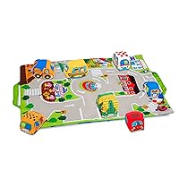 Melissa & Doug Take-Along Town Play Mat (19.25 x 14.25 inches) With 9 Soft Vehicles - With Storage Bag, Toy Vehicle Play Sets For Babies