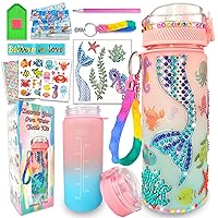 Decorate Your Own Water Bottle Kits for Girls Age 4-6-8-10,Mermaid Painting Crafts,Fun Arts and Crafts Gifts Toys for Girls Birthday Christmas(Mermaid)