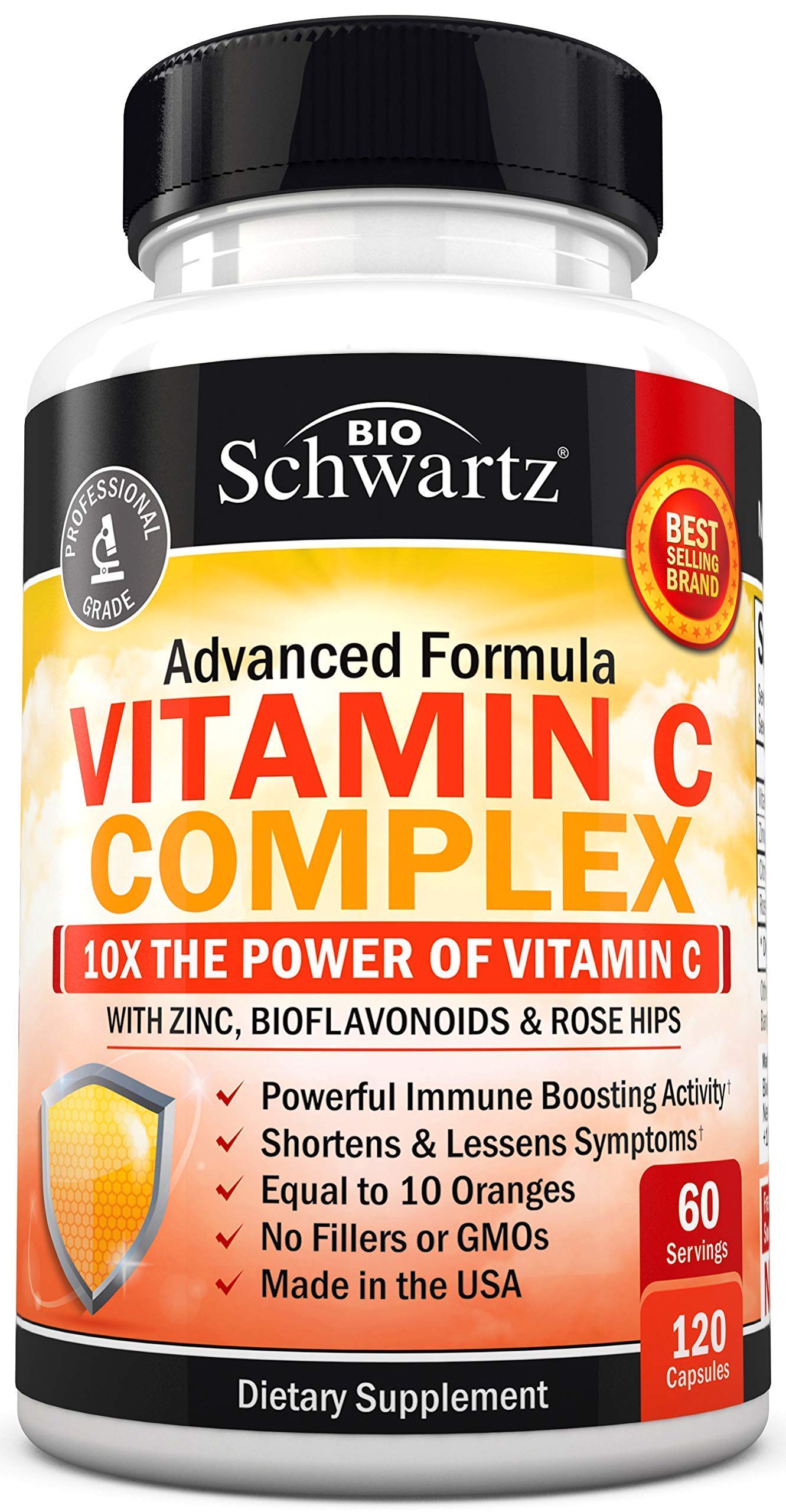 Immunity Boost Supplement with Elderberry, Vitamin A, Echinacea & Zinc + Vitamin C 1000mg Capsules with Zinc, Rose Hips & Bioflavonoids - Provides Enhanced Immune Support