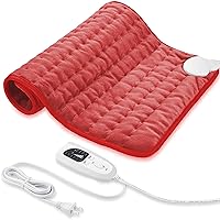 Heating Electric Pad for Back, Shoulders, Abdomen, Waist, Legs, Arms, Electric Heating Pad with Heat Settings, Timer, Heat Pad with Auto Shut Off, Red (20''×24'')