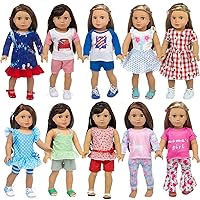 23 Pcs American Doll Clothes Dress and Accessories fit American 18 inch Dolls - Including 10 Complete Set of Clothing, Doll Accessories with Hair Bands and Hair Clip