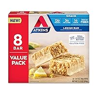 Lemon Snack Bar, Made with Real Almond Butter, 1g Sugar, Gluten Free, High in Fiber, Keto Friendly, 8 Count