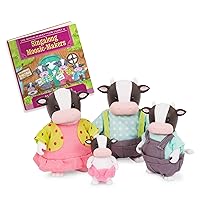Li’l Woodzeez – Collectible Animal Figurines – Cow Family with Storybook – Changeable Clothes – Movable Heads & Bodies – 3 Years + – The Moosicalmoo Cows (New Look)