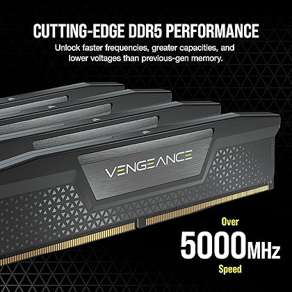 CORSAIR VENGEANCE DDR5 RAM 32GB (2x16GB) 5600MHz CL36 Intel XMP iCUE Compatible Computer Memory - Black (CMK32GX5M2B5600C36)