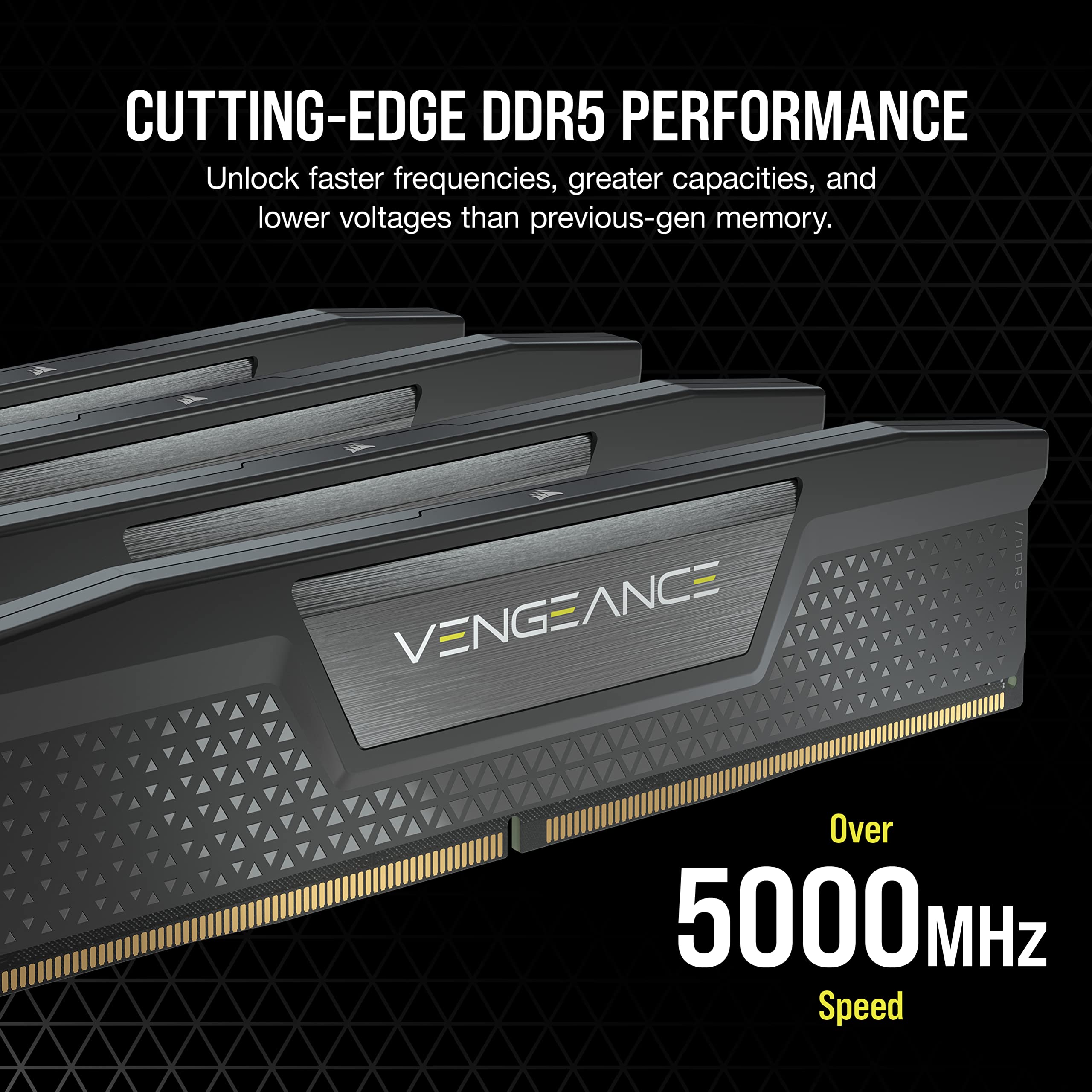CORSAIR VENGEANCE DDR5 RAM 32GB (2x16GB) 5600MHz CL36 Intel XMP iCUE Compatible Computer Memory - Black (CMK32GX5M2B5600C36)