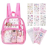 Arts and Crafts Kits for Kids Girls Ages 4 5 6 7 8, DIY Clear Backpack Bag for Girls 9 10 11 12 Year Old Birthday Gifts for Kids Fun Girl Gift with Cute Stickers
