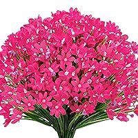 8 Bundles Artificial Daffodils Flowers Outdoor UV Resistant Fake Flowers Plants Faux Flowers for Garden Porch Window Box Wedding Home Decor,Rose Red