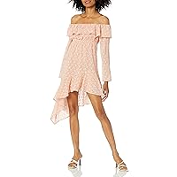 KENDALL + KYLIE Women's Plus Size Off The Shoudler Midi Dress with Ruffle Slit