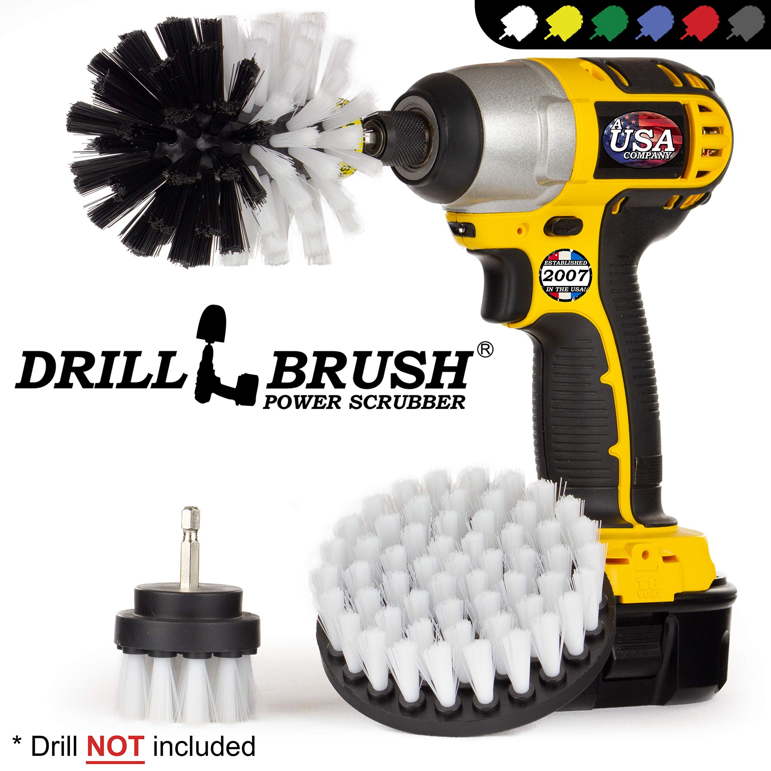 Drillbrush 3 Piece Drill Brush Cleaning Tool Attachment Kit for Cleaning Furniture, Carpet, Chairs, Shower Door Glass – Drill Brush Wheel Cleaner Kit by Drill Brush Power Scrubber by Useful Products