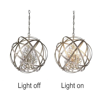 Jojospring Benita 4-Light Light Gold with Bronze Metal Crystal Orb Chandelier