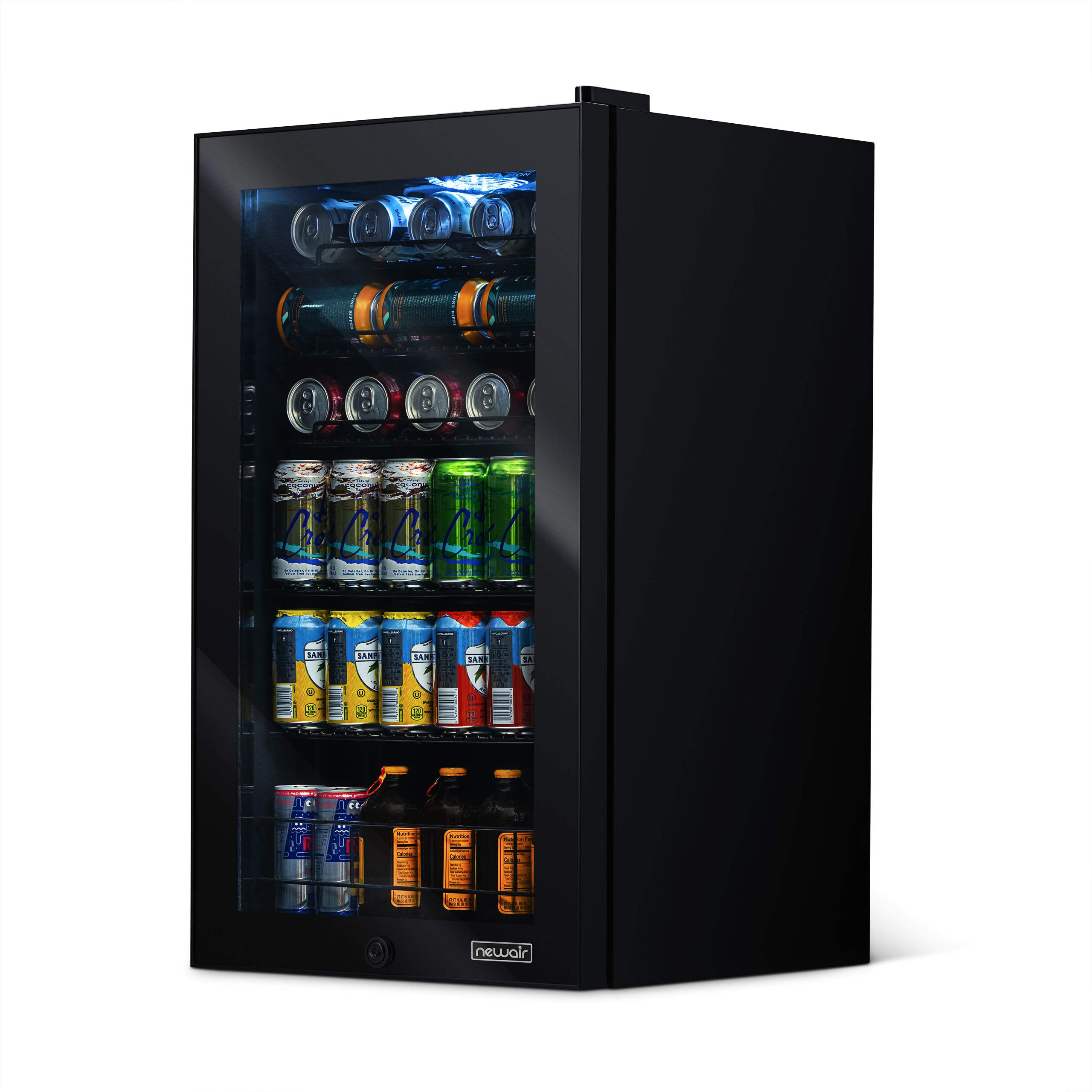 NewAir Beverage Refrigerator Cooler | 126 Cans Free Standing with Right Hinge Glass Door Beverage Cooler | Mini Fridge Beverage Organizer For Beer, Wine, Soda, And Cooler Drinks