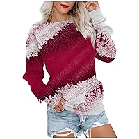 XHRBSI Fall Fashion For Women 2023 Colorblock Sweatshirt Long Sleeve Round Neck Casual Comfortable Loose Lightweight