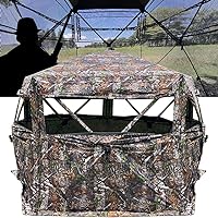 Extra Large Tall 3-4 Person 5-Sided Hunting Blind 288 Degree See Through Ground Camouflage Portable Pop Up Turkey Deer Blinds Tent