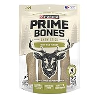 Purina Prime Bones Made in USA Facilities Limited Ingredient Medium Dog Treats, Chew Stick With Wild Venison - 4 ct. Pouch