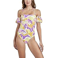 BCBGeneration Women's Standard One Piece Swimsuit Off The Shoulder Tummy Control Quick Dry Bathing Suit