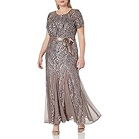 R&M Richards Womens Plus Formal Sequined Evening Dress
