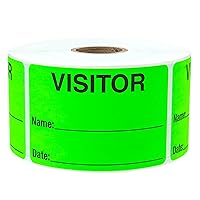 Green Visitor Pass / 500 Fluorescent Green Visitor Identification Stickers / 2