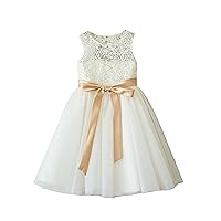 Miama Ivory Lace Tulle Wedding Flower Girl Dress Junior Bridesmaid Dress