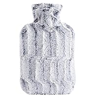 samply Hot Water Bottle - 2L Hot Water Bag with Furry Cover, Light Blue