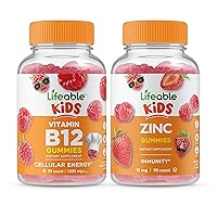 Vitamin B12 Kids + Zinc Kids, Gummies Bundle - Great Tasting, Vitamin Supplement, Gluten Free, GMO Free, Chewable Gummy