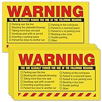 Warning, You are Illegally Parked Parking Violation Stickers-Private Parking Violation Stickers Hard to Remove-50 Pcs Bad Parking Stickers, Tow Warnings Labels for Car Window 5 x9 Inch