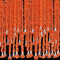 5 feet Marigold Garland |Indian/American Wedding Party Mantle Decoration, Faux Garlands Wedding Garland, Diwali Decoration, Spring Bush Floral! (Dark Orange, 5)