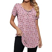Womens Summer Tops, Shirts for Women Trendy Floral Plus Size Button Down Women's T-Shirts Flower Shirt, S, 5XL