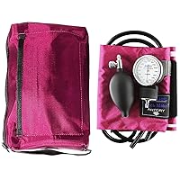 MABIS MatchMates Manual Blood Pressure Monitor Kit Aneroid Sphygmomanometer with Calibrated Nylon Cuff and Oversized Carrying Case, FSA and HSA Eligible, Adult, Magenta