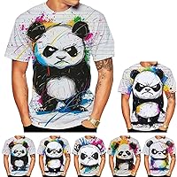 Men's Planet Top 3D Printed T-Shirt Shirt Casual Short-Sleeved T-Shirt Animal Print Panda.