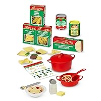 Prepare & Serve Pasta Play Food Set - Wooden Play Food Sets For Kids Kitchen, Pretend Play Kitchen Toys For Kids Ages 3+,Yellow