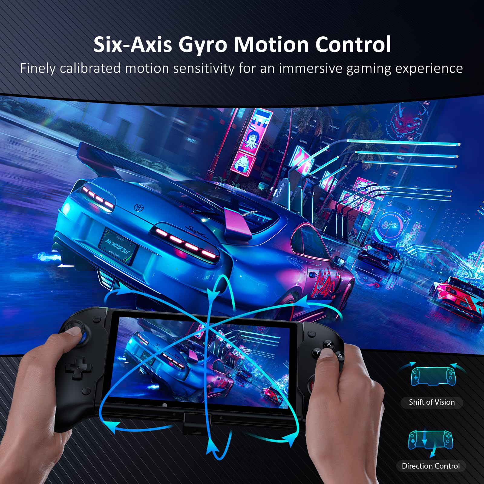 NexiGo Switch Accessories Essential Kit, Hall Effect Gripcon (No Drift, No Deadzone) for Switch/Switch OLED, 6-Axis Gyro, Turbo, Mapping, Game Storage Case with 10 Game Card Holders